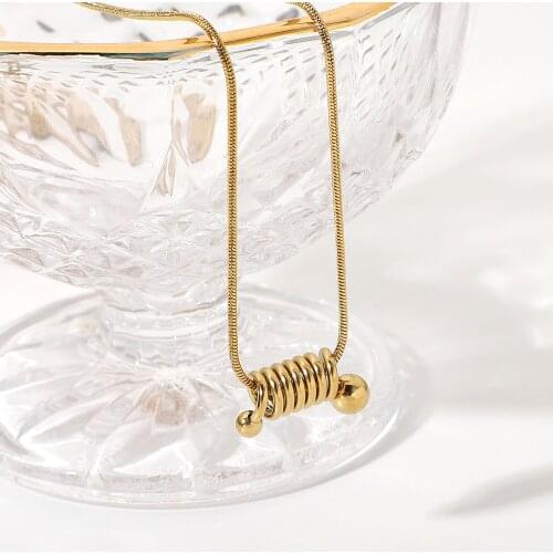 14k Gold Plated Stainless Steel Snake Chain Spring Pendant Necklace For Women Creative Personality Chokers Necklace