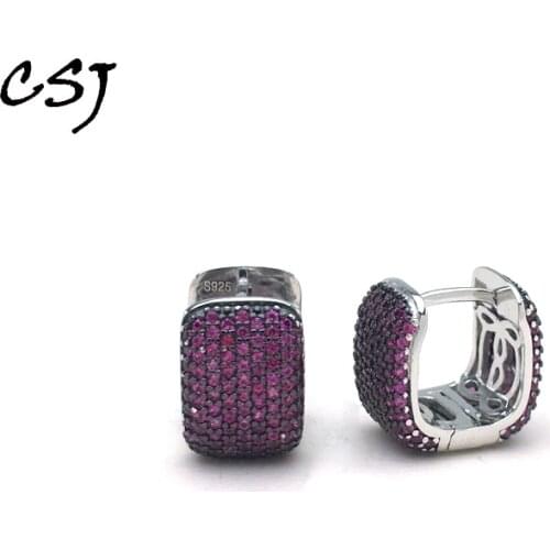 CSJ 100% 925 Silver Stud Earring Sterling Created Moissanite Citrine Gemstone Fine Jewelry Women Wedding Party Wholesale