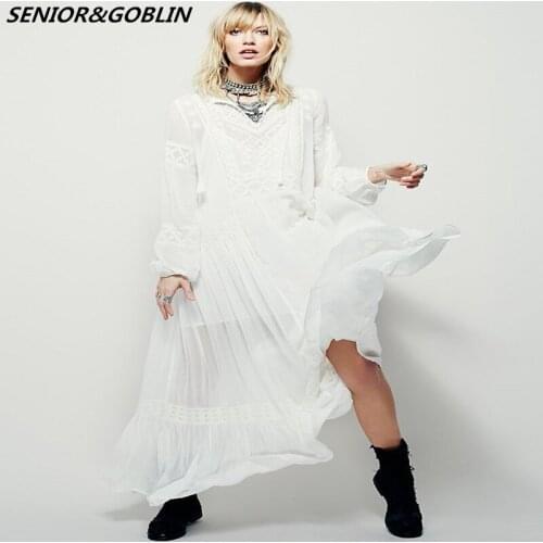 2019 high quality vintage designer dresses women runway fall boho embroidery bohemian split maxi long dresses peopl party dress