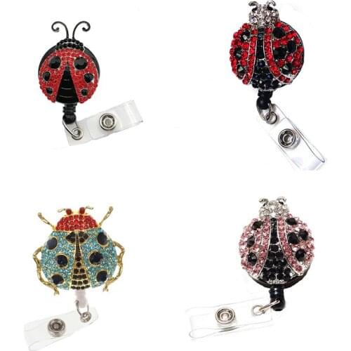10pcs/lot Mixed Styles Nurse Gift Sparkling Animal Ladybug Retractable Pull Reel/ID Badge Name Holder