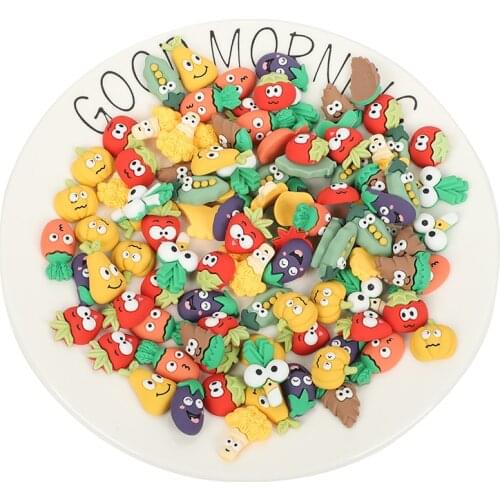 10Pcs Mixed Random Cartoon Vegetables Resin Kawaii Accessories Scrapbooking Cabochon Flatback Decoration Craft Embellishment