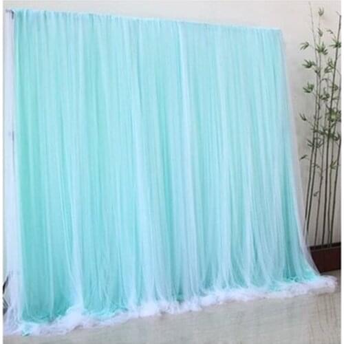 10ftx20ft weddin backdrop with swag Stage Curtain with Sequins Backdrops with Ice Silk Wedding Party Stage background draps