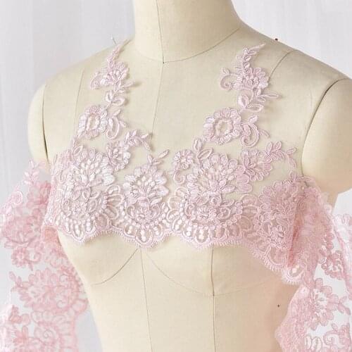 2Yards Eyelash Lace Trim Red White Ivory Pink Black Lace Trim Car Bone Lace Fabric For Wedding Dress New Arrival High Quality