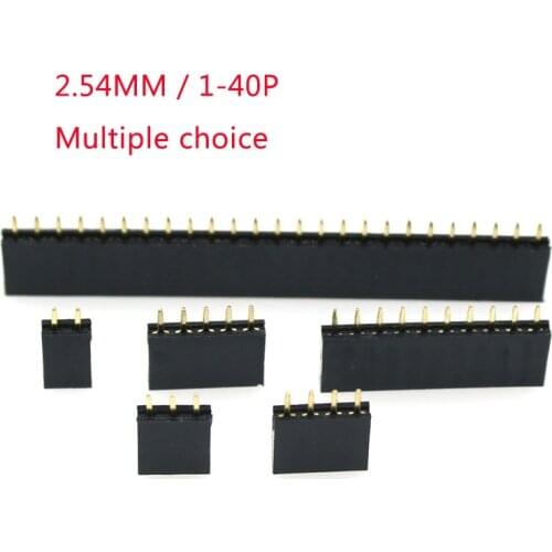 20PCS 2.54mm 1-40 Pin Stright Female Single Row Pin Header Strip PCB Connector