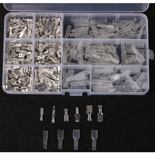 270Pcs Female & Male Spade Connectors Wire Crimp Terminals Set 2.8mm 4.8mm 6.3mm