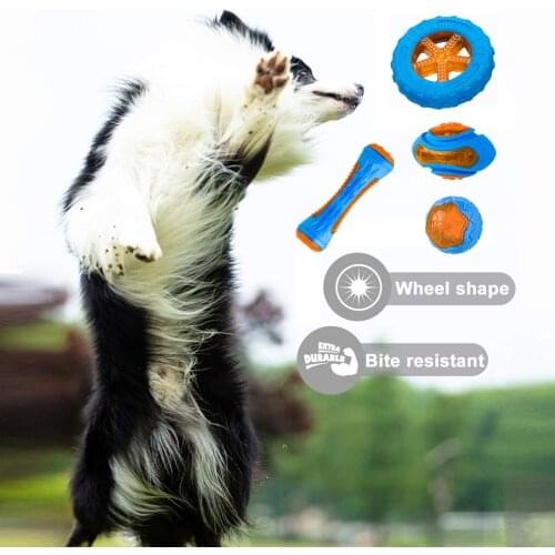 4PCS Dog Chew Toys Ball Interactive Play Floating Bite Resistant Squeaky Rubbe Fidget Toy Supplies Product for Small Large Dogs