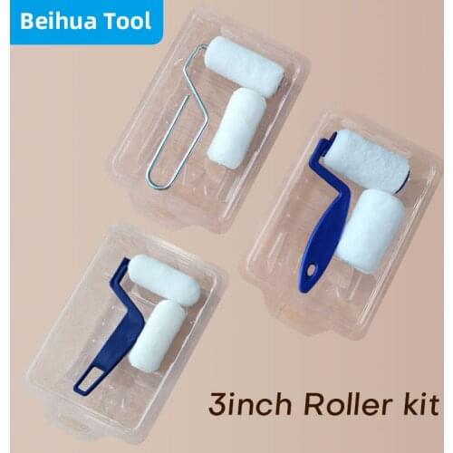 4PCS/set 3inch Paint Roller Brush Paint Tray kit 7.5cm Painting Tools Small Rollers for Kid Drawing Mini rolls Short hair