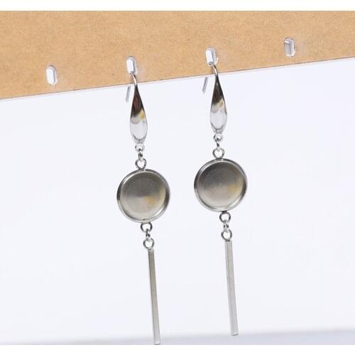Reidgaller 5pairs stainless steel earring wire hooks 12mm cabochon earrings base blanks diy earring parts for jewelry making