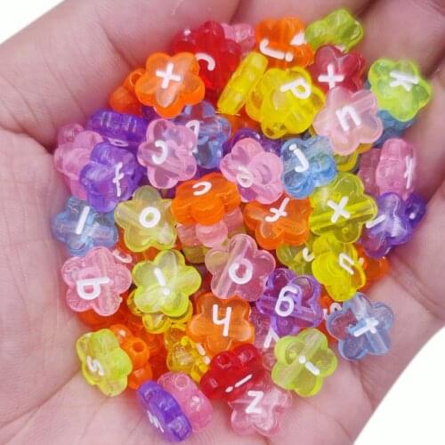 20Pcs 11mm Candy Color Transprament Flower Letter Loose Beads DIY For Jewelry Making Necklace Bracelet Pendant