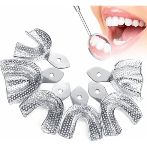 2Pcs Stainless Teeth Holder Trays Dental Impression Trays Central Supply Durable Dental Care Teeth Holder For Dental Tools