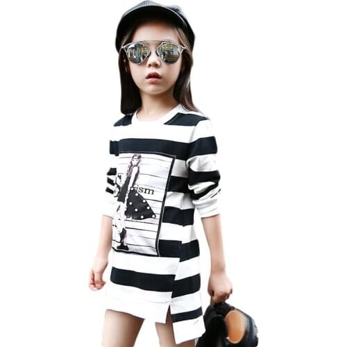 Kids Dress For Girls Long Sleeves Cartoon Printed Teenage Girls Casual Dress Spring Autumn Children Clothes 4 6 8 9 10 12 Years