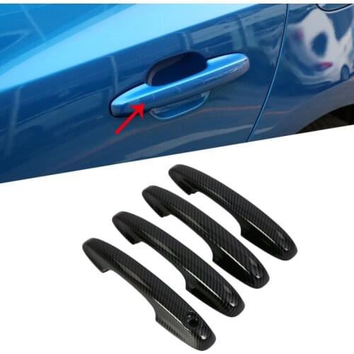 For Ford Focus Sedan/Hatchback 2019 Carbon Fiber Car Door Handle Bowl Protector Cover Trim Molding ABS Chrome Car Styling