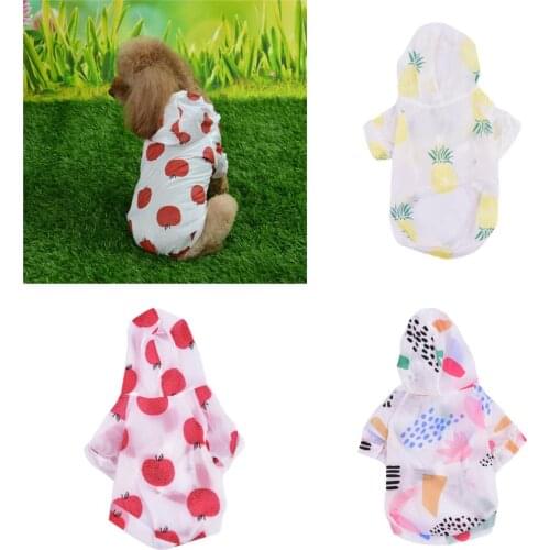 Raincoat Dog Sun-proof Clothing Summer Sun Protection Hoodie Small Dog Clothes Print Poncho For Small Medium Pets Puppy Cat