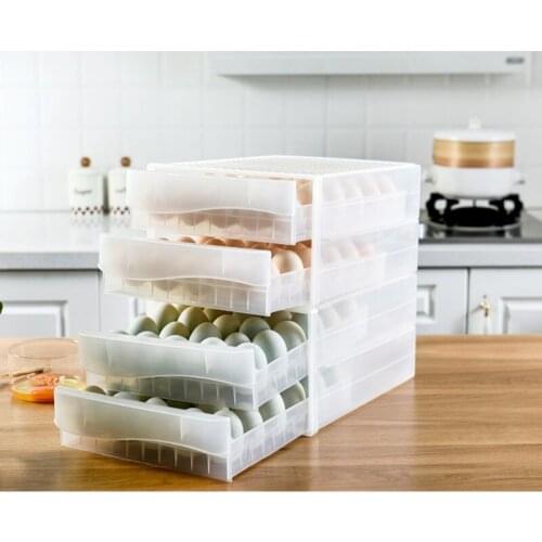 60 Grid Double Layer Egg Storage Drawer Practical Kitchen Refrigerator Storage Portable Large Capacity Box Crisper