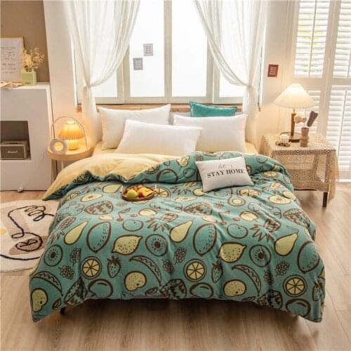 Cartoon Pluche Dekbedovertrek 220X240Cm Kingsize Warme Fleece Dekbed Bed Kids Plaid