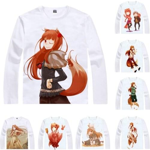 Coolprint Anime Shirt Merchant Meats Spicy Wolf T-Shirts Multi-style Long Sleeve Holo The Wise Wolf Cosplay Motivs Kawaii Shirts