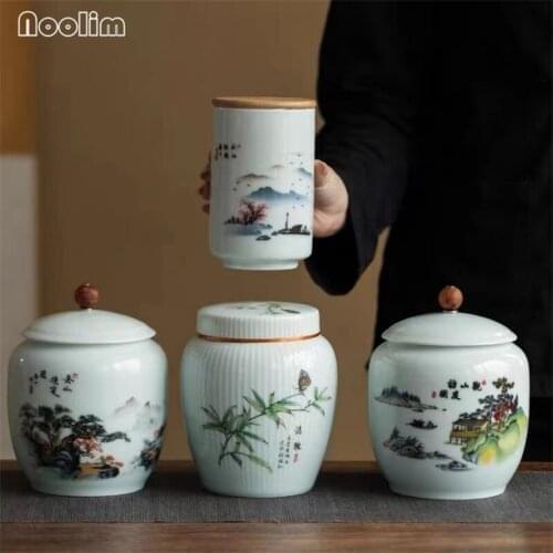 Ceramic Tea Caddy Sealed Cans Kitchen Moisture-Proof Coffee Beans Milk Powder Storage Tank Porcelain Candy Jar Food Container