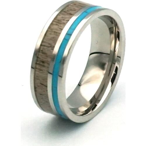 Fashion Jewelry Men Stainless Steel Turquoise & Antler Rings For Women