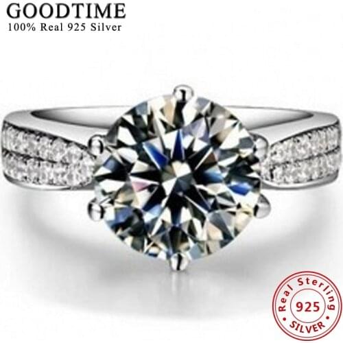 Ring Silver 100% Pure 925 Sterling Silver Ring Set Luxury 2 Carat Zirconia Wedding Rings for Women Engagement Ring GTR001