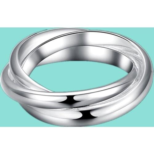 925 Sterling Silver Three Circles Ring For Women Men Fashion Wedding Party Gift Charm Jewelry