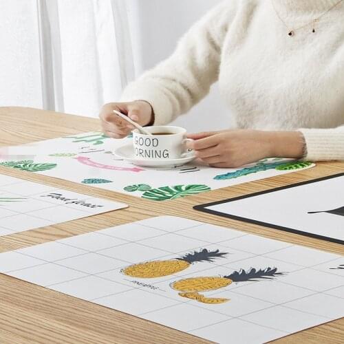 30*45cm Non-Slip Placemat Waterproof Printed Dining Table Mat PP Plastic Heat-insulated Tableware Bowl Pads Kitchen Accessories