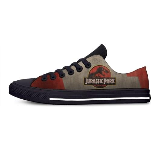 Jurassic Park Movie Dinosaur Anime Cartoon Funny Casual Cloth Shoes Low Top Lightweight Breathable 3D Print Men Women Sneakers