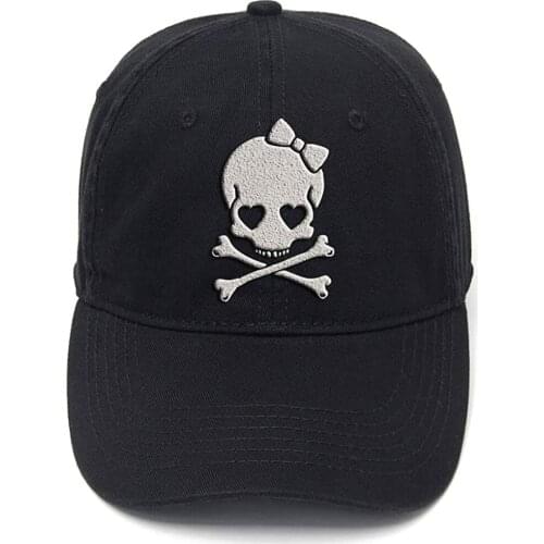 Lyprerazy Skeleton Girl Skull Bones Heart Washed Cotton Adjustable Men Women Unisex Hip Hop Cool Flock Printing Baseball Cap