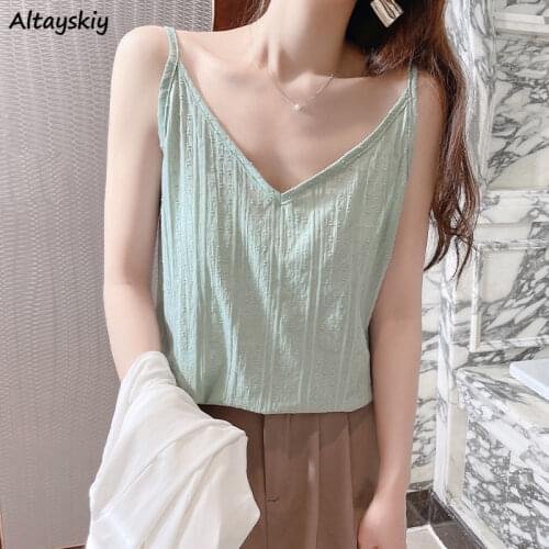 Camisole Women Sweet Style Popular Sleeveless Chic All-match Streetwear Causal Girlish Summer Solid Minimalist Basic Cozy Mujer