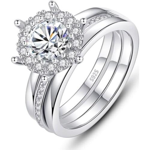 Trendy 100% 925 Sterling Silver Cut 1 Carat D Color Moissantic Engagement Rings For Women Elegant Party Jewelry Fine Jewelry