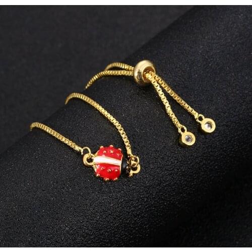 Fashion Classic Animal Magic Ladybug Lady Lucky Adjustable Child Size Bracelet Charm Female Gift Party Jewelry Wholesale