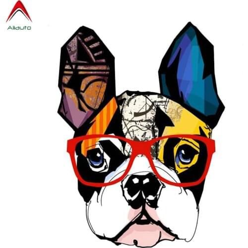 Aliauto Fashion Car Sticker Hand Painted Art 3D Glasses Dog Cartoon PVC Decal for Laptop Cup Desk Auto Motorcycles,13cm*10cm