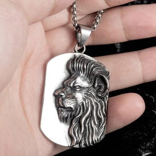 New Trendy Animal Lion Pendant Necklace for Men Metal Sliding Shark Necklace Pendant Accessories Party Jewelry