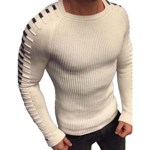 Richkeda Store New 2021 Autumn Winter Sweater Men Spring Casual Pullover Men Long Sleeve O-Neck Patchwork Knitted Solid Men