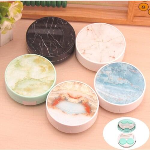 Cute Marble Contact Lens Case Travel Glasses Lenses Box for Unisex Eyes Care Kit Holder Container