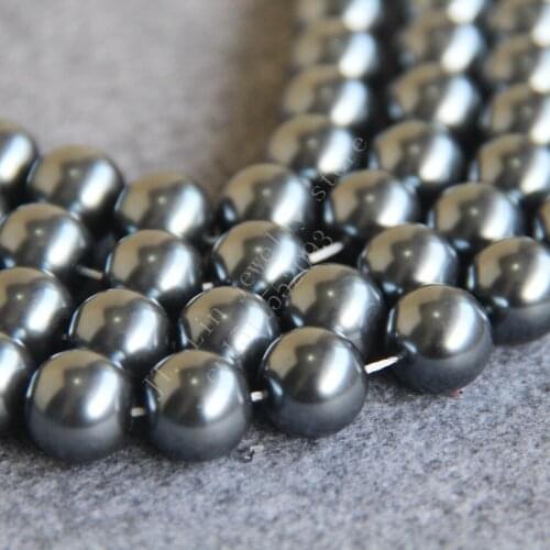 T8390 14mm Dark grey Glass pearl Loose beadsFit For Making Bracelet&Necklace DIY Jewelry Fashion beautiful beads wholesale