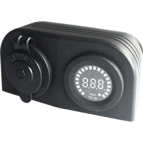 Waterproof 12V Car marine DC Digital Display Vol tmeter Voltage Volt Meter Gauge Meter & 12V power outlet socket