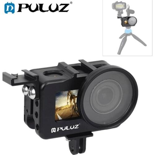 PULUZ Housing Shell CNC Aluminum Alloy Protective Cage&52mm UV Lens&Cold-shoe Base &Base Adapter for DJI Osmo Action Accessories