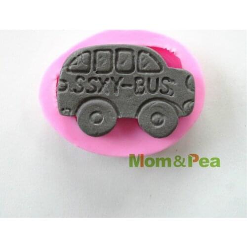 Mom&Pea 0538 Free Shipping Little Bus Shaped Silicone Mold Cake Decoration Fondant Cake 3D Mold Food Grade