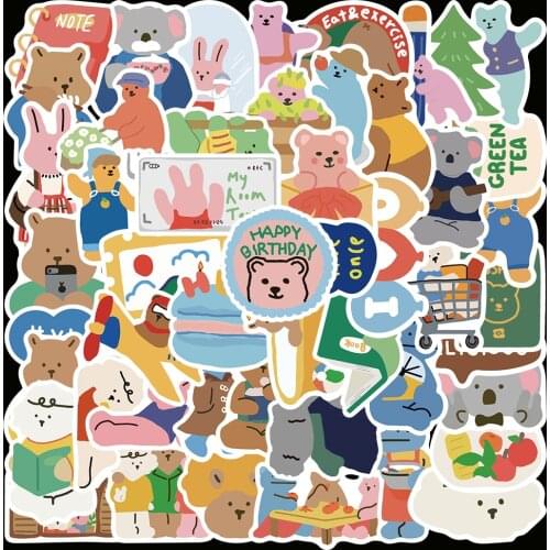 10/50pcs Cartoon Fresh VSCO Ins Bear Graffiti Sticker for DIY Motorcycle Helmet Skate Luggage Laptop decal Stickers Children Toy