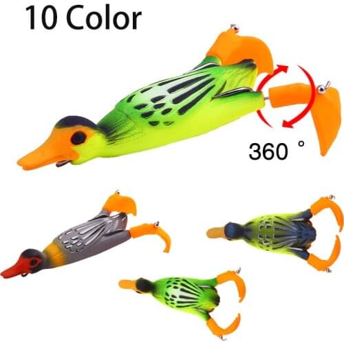 10pcs/set Propeller Fishing Duck Flipper Duck Fishing Lure Fishing Frog Lure 9.5Cm11.2Artificial Bait Duck3D Eyes Fishing Tackle