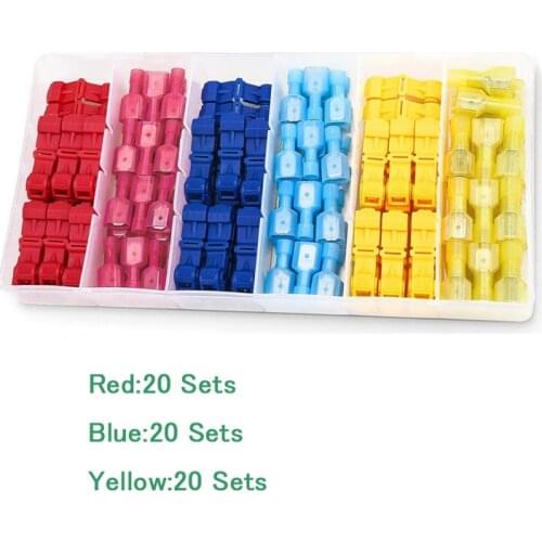 120Pcs T-Tap Quick Electrical Cable Connectors Snap Splice Lock Wire Terminal Crimp Wire Connector Waterproof Electric Connector