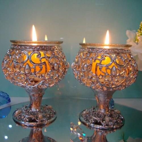 2pc/lot Romantic wedding crystal candlestick sign-in desk Circular crystal candlestick silver plated Household adornment art