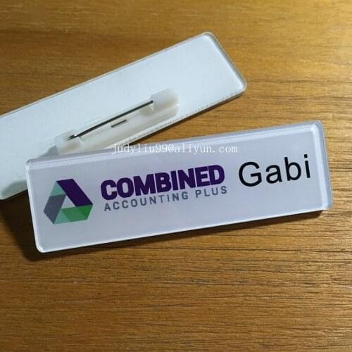 40pcs Custom Personalied Name Badge Acrylic Plastic Logo Print Name Tag id badge holder with pin