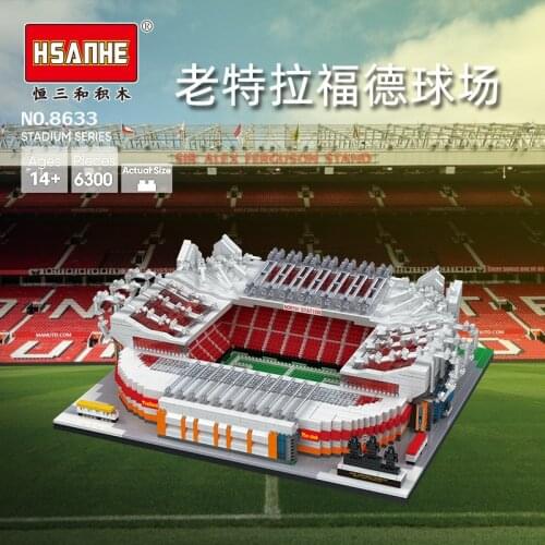 6300pcs Mini Blocks Architecture Building Toy Stadium Model Brinquedos Football Field Old Trafford Kids Present for Man Gifts