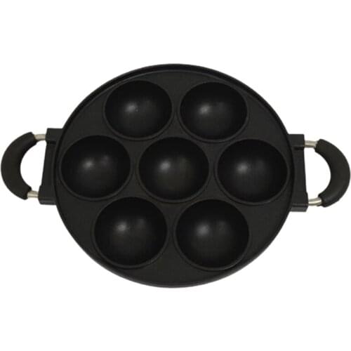 7 Hole Cooking Cake Pan Cast Iron Omelette Pan Non-Stick Cooking Pot Breakfast Egg Cooker Cake Mold Kitchen Cookware