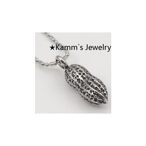 AMUMIU Peanut Plant Stainless Steel Pendant Necklace Chain Lenth 60cm Fashion Gift Casting Wholesale KP157