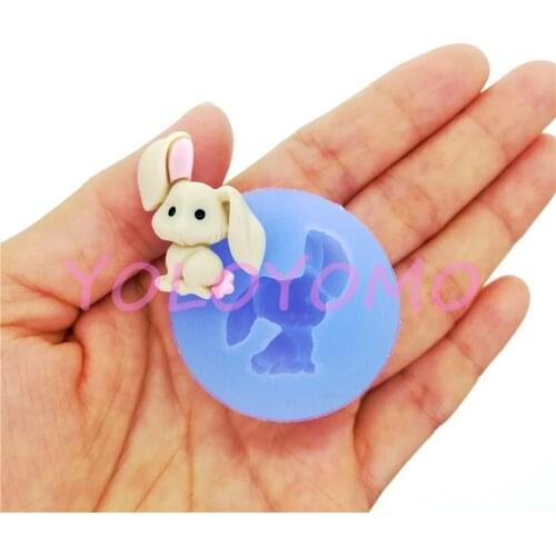 D754YL Rabbit Silicone Mold Scrapbooking Resin Art Clay Jewelry Making Fondant Decoration DIY 27.2mm x 8mm
