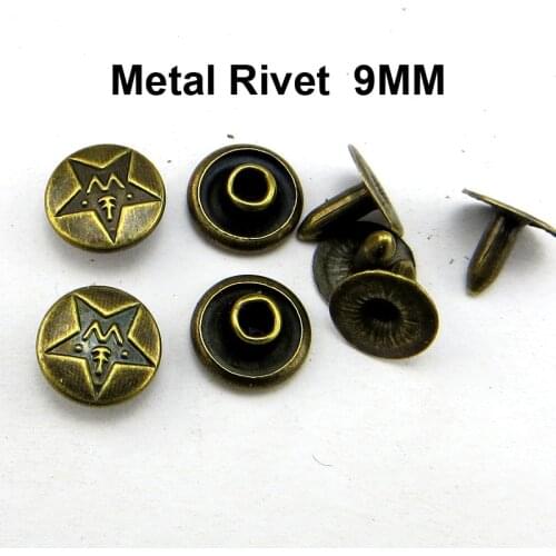 50pcs 9MM Bronze Tone Star Rivet Decorative Button Clothes Accessory Leather Bag Fits MR-042