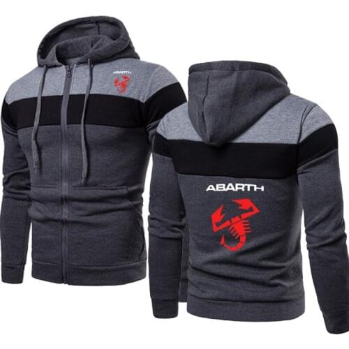 Spring Autumn Abarth Car Logo Printing Fashion Casual Splicing Sports jacket Cotton Harajuku High Quality Mens Zip Jacket