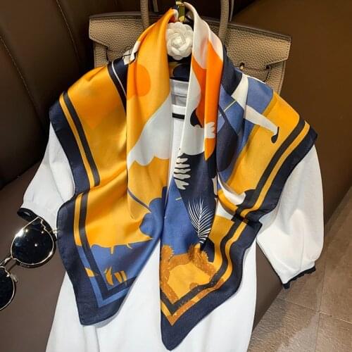 Elegant Women Silk Satin Hijab Scarf For Hair Small Shawls Fashion Kerchief Printed Neck Scarfs Female 70*70cm Headband Scarves